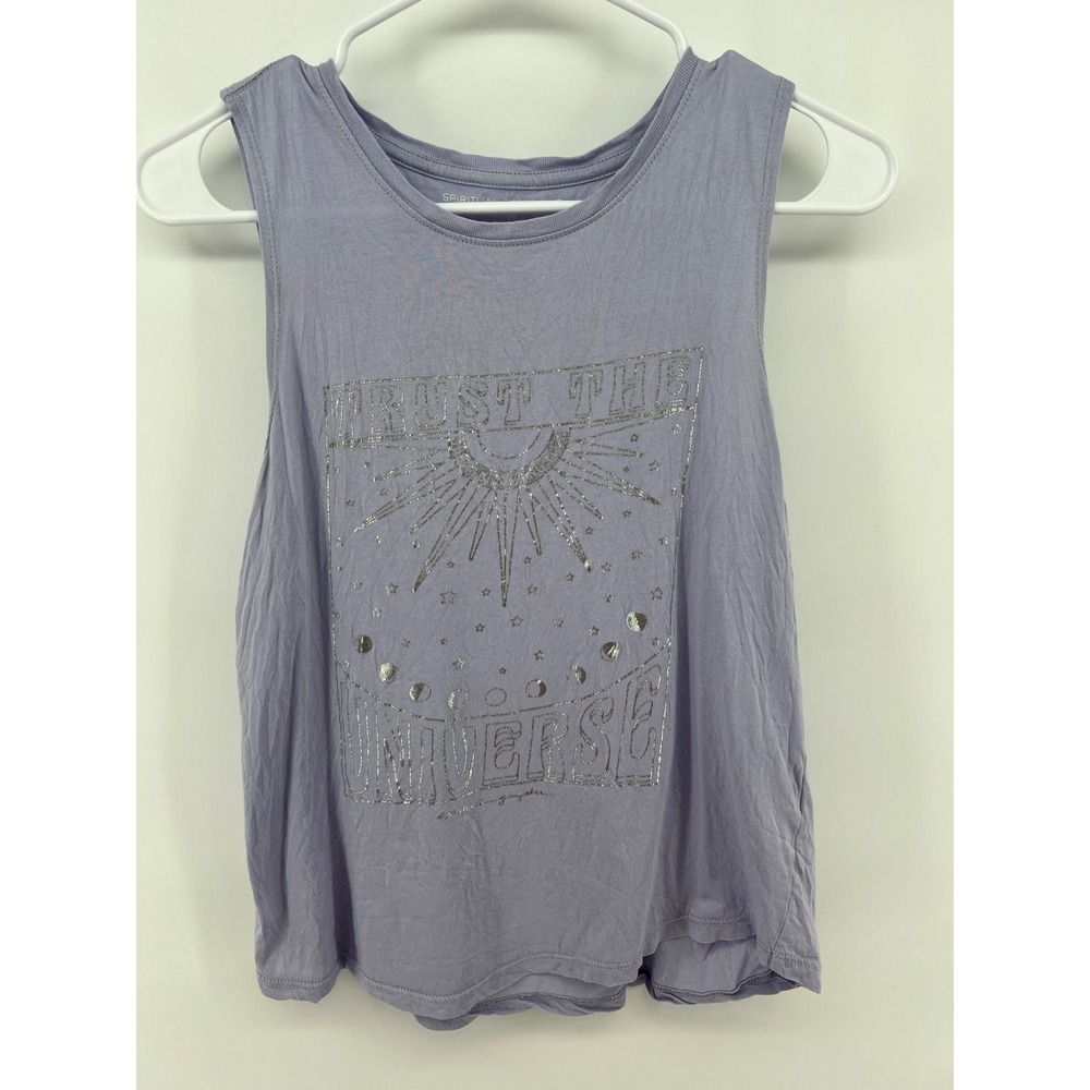 Spiritual Gangster Women's M Tank Top Purple Silver Trust The Universe Celestial